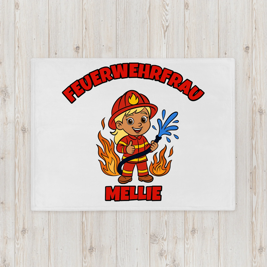 Personalisierte Kuscheldecke Feuerwehrfrau